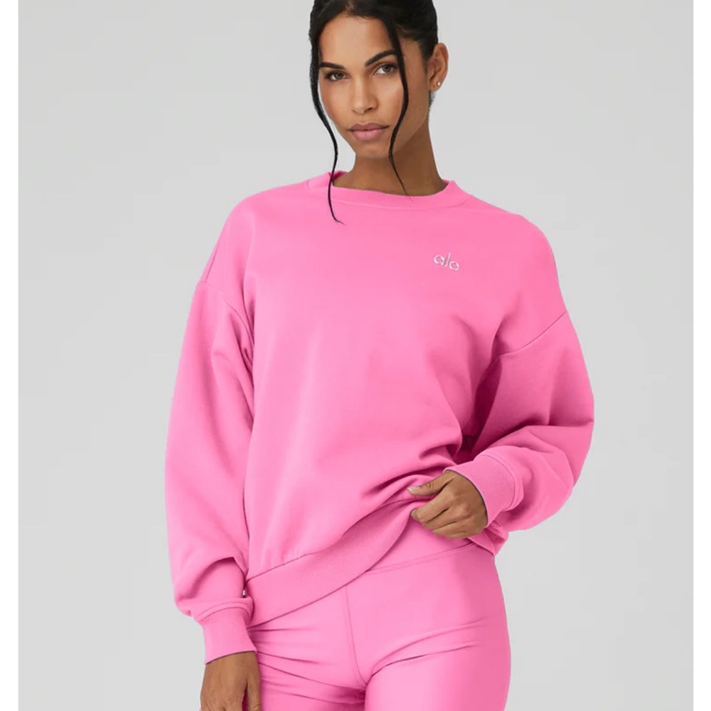 ALO Accolade Crew Neck Pullover Paradise Pink size Medium NWT
